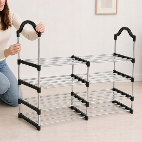 Regał szafka na buty metalowy 4 poziomy stojak półka organizer przedpokoju