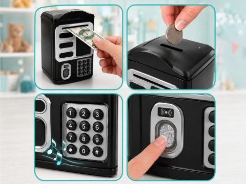 Skarbonka elektroniczna atm dla dzieci sejf na hasło karta pin banknoty