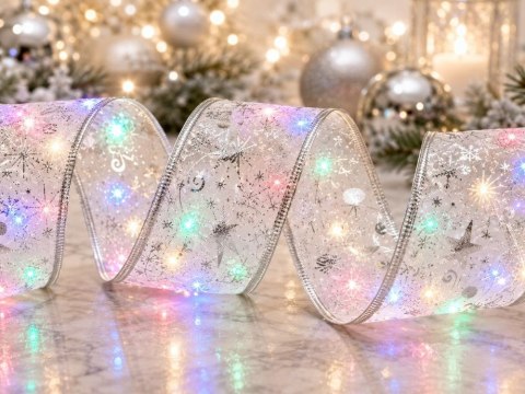 Świecąca wstążka led na choinkę 4m biała dekoracja świąteczna 40 led