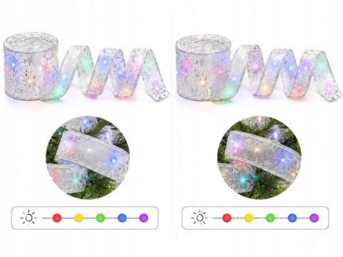 Świecąca wstążka led na choinkę 4m biała dekoracja świąteczna 40 led