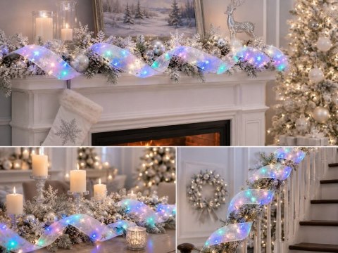 Świecąca wstążka led na choinkę 4m biała dekoracja świąteczna 40 led