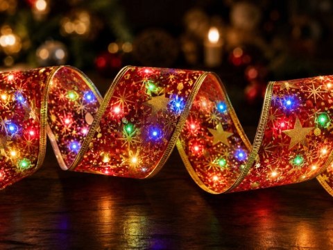 Świecąca wstążka led na choinkę 4m czerwona dekoracja świąteczna 40 led