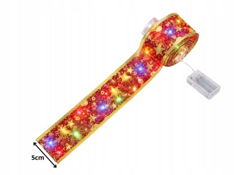 Świecąca wstążka led na choinkę 4m czerwona dekoracja świąteczna 40 led