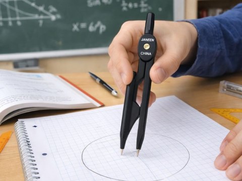 Cyrkiel szkolny z ołówkiem + grafit w etui zestaw geometryczny etui