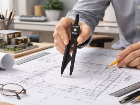 Cyrkiel szkolny z ołówkiem + grafit w etui zestaw geometryczny etui