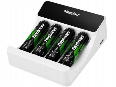 Ładowarka do akumulatorków aa aaa lcd + 4 akumulatorki aa kabel usb-c