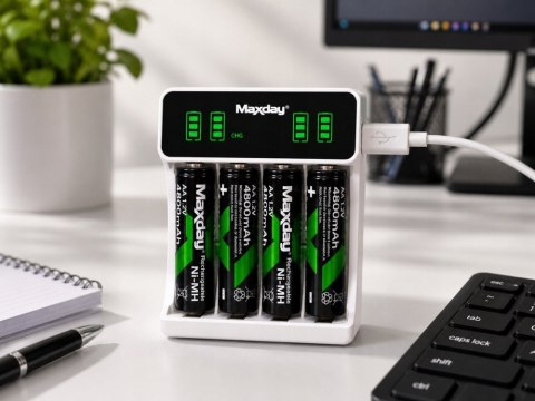 Ładowarka do akumulatorków aa aaa lcd + 4 akumulatorki aa kabel usb-c