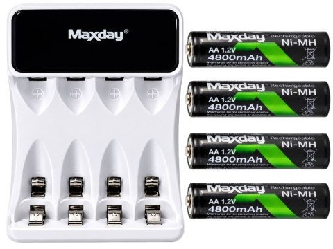 Ładowarka do akumulatorków aa aaa lcd + 4 akumulatorki aa kabel usb-c