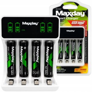 Ładowarka do akumulatorków aa aaa lcd + 4 akumulatorki aaa kabel usb-c