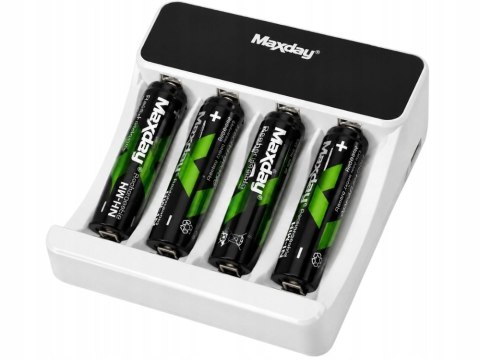 Ładowarka do akumulatorków aa aaa lcd + 4 akumulatorki aaa kabel usb-c