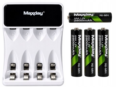 Ładowarka do akumulatorków aa aaa lcd + 4 akumulatorki aaa kabel usb-c