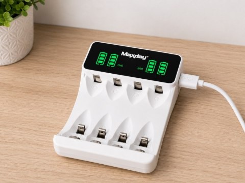 Ładowarka do akumulatorków aa aaa lcd + 4 akumulatorki aaa kabel usb-c