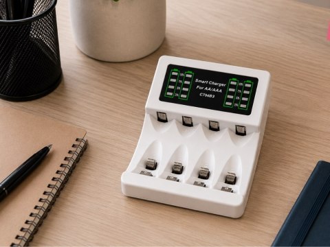 Ładowarka do akumulatorków aa aaa led + 4 akumulatorki aa kabel usb-c