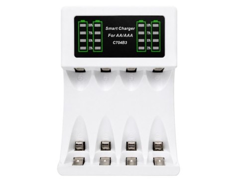 Ładowarka do akumulatorków aa aaa led + 4 akumulatorki aa kabel usb-c