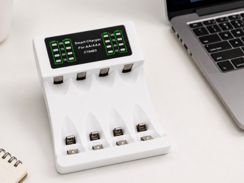 Ładowarka do akumulatorków aa aaa led + 4 akumulatorki aa kabel usb-c