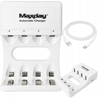 Ładowarka do akumulatorków aa aaa usb-c led 4 sloty szybkie ładowanie