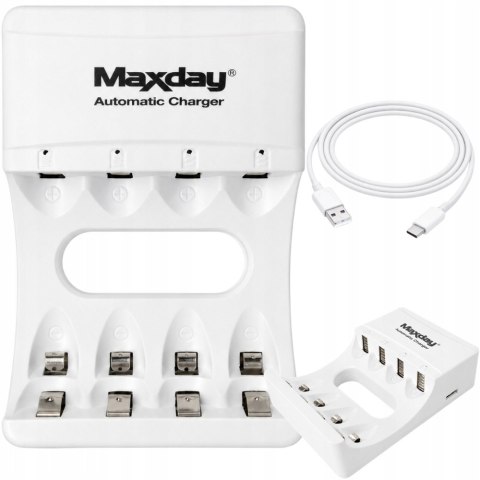 Ładowarka do akumulatorków aa aaa usb-c led 4 sloty szybkie ładowanie