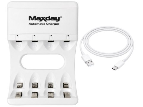 Ładowarka do akumulatorków aa aaa usb-c led 4 sloty szybkie ładowanie