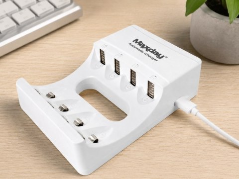 Ładowarka do akumulatorków aa aaa usb-c led 4 sloty szybkie ładowanie