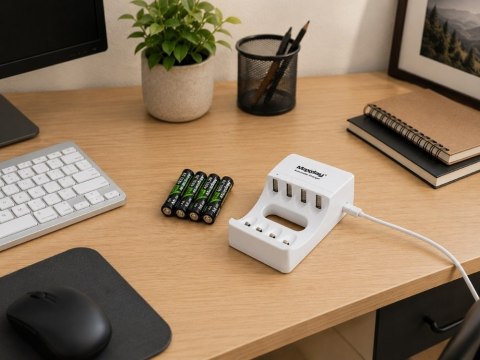 Ładowarka do akumulatorków aa aaa usb-c led 4 sloty szybkie ładowanie
