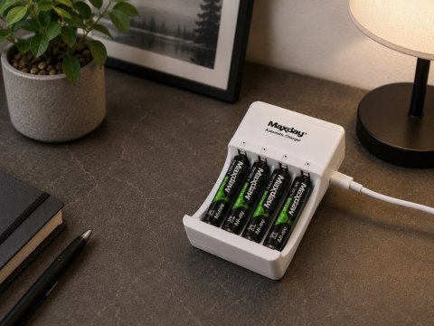 Ładowarka do akumulatorków aa aaa usb-c led 4 sloty szybkie ładowanie