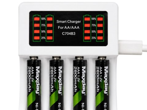 Ładowarka do akumulatorków paluszków aa aaa usb c lcd szybkie ładowanie