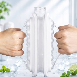 Butelka do kostek lodu foremka na lód kostkarka przenośna 17 kulek szara