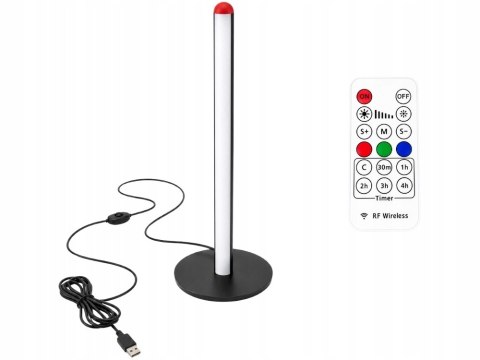 Lampa podłogowa led rgb 50cm sterowana pilotem czarna usb 7 kolorów