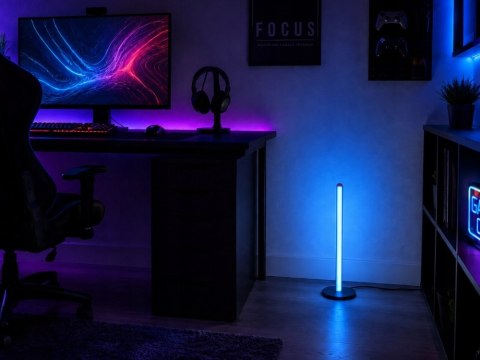 Lampa podłogowa led rgb 50cm sterowana pilotem czarna usb 7 kolorów
