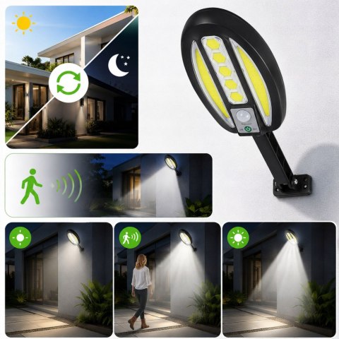 Lampa solarna led cob z czujnikiem ruchu naścienna zewnętrzna ogrodowa