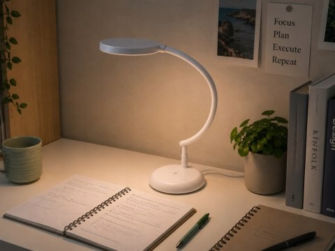Lampka biurkowa led elastyczna stojąca dotykowa giętka biała szkolna usb-c