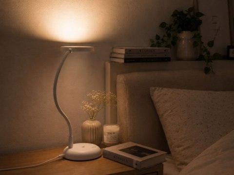 Lampka biurkowa led elastyczna stojąca dotykowa giętka biała szkolna usb-c