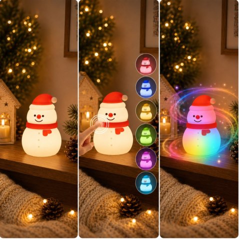 Lampka led bałwanek świąteczna silikon usb 3 tryby do zawieszenia dekoracja