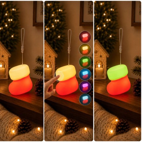 Lampka led skarpeta świąteczna silikon usb 3 tryby do zawieszenia dekoracja