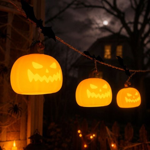 Lampka nocna biurkowa dynia halloween dekoracja led timer akumulatorowa