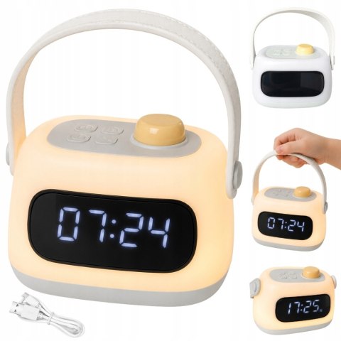 Lampka nocna led zegar cyfrowy budzik timer akumulatorowa regulacja