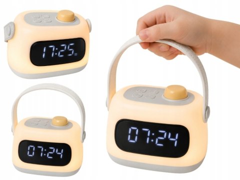 Lampka nocna led zegar cyfrowy budzik timer akumulatorowa regulacja