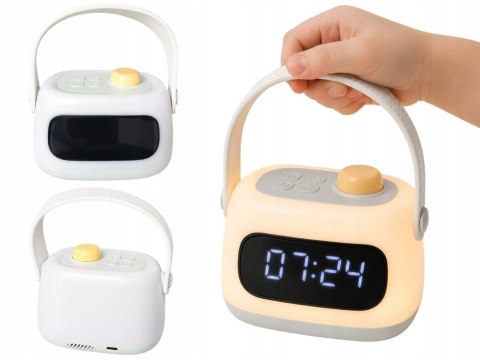 Lampka nocna led zegar cyfrowy budzik timer akumulatorowa regulacja