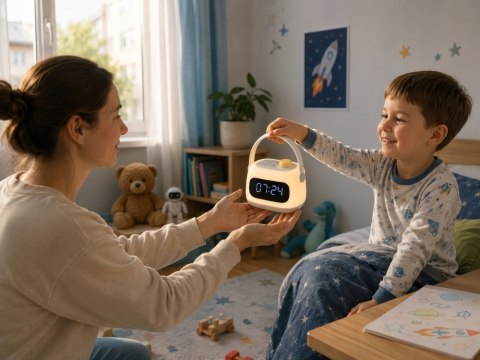 Lampka nocna led zegar cyfrowy budzik timer akumulatorowa regulacja