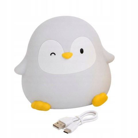 Lampka nocna pingwin led dla dzieci miękka dotykowa silikonowa usb-c timer
