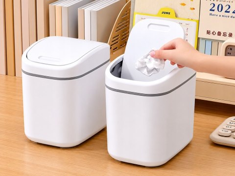 Mini kosz na śmieci do pokoju do łazienki pojemnik na biurko klapka 2 l