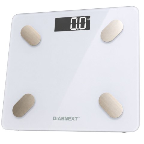 Waga łazienkowa elektroniczna 180kg biała szklana lcd analityczna slim fit