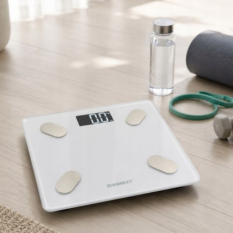 Waga łazienkowa elektroniczna 180kg biała szklana lcd analityczna slim fit