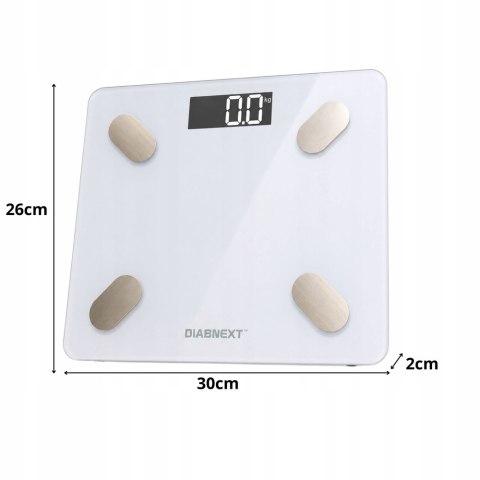 Waga łazienkowa elektroniczna 180kg biała szklana lcd analityczna slim fit