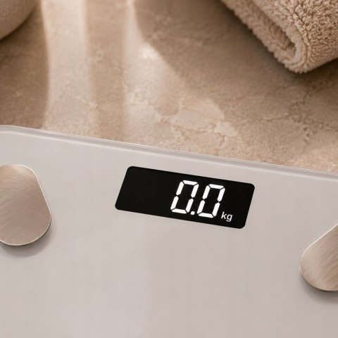 Waga łazienkowa elektroniczna 180kg biała szklana lcd analityczna slim fit