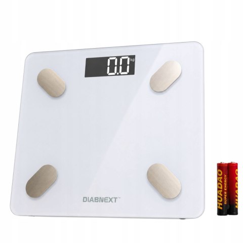 Waga łazienkowa elektroniczna 180kg biała szklana lcd analityczna slim fit