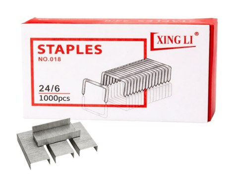 Zszywki biurowe metalowe 24/6 do zszywacza 1000 szt srebrne biuro szkoła
