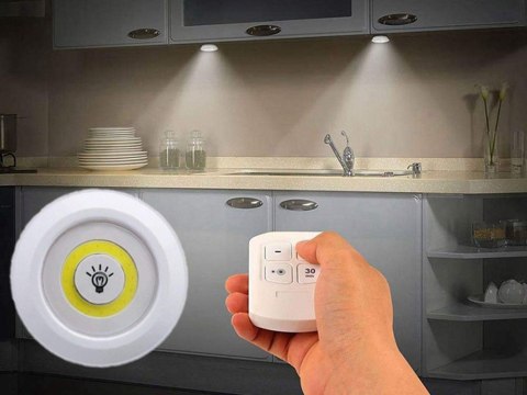 3x lampka cob bezprzewodowa lampa pilot na baterie