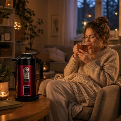 Czajnik elektryczny bezprzewodowy dzbanek termos cichy 3,5l 1500w czerwony