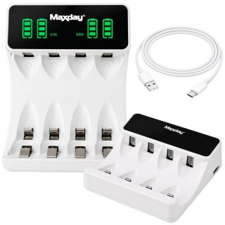 Ładowarka do akumulatorków aa aaa usb c lcd 4 sloty szybkie ładowanie